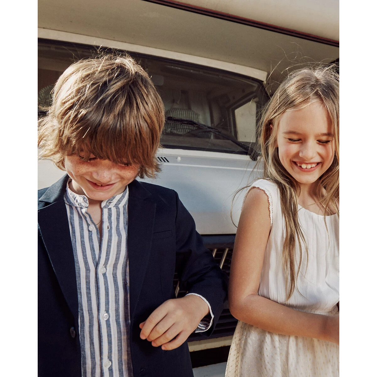 Chemise Col Mao Rayée, Lin Mélangé 3-12 Ans 5 Chemise Col Mao Rayée, Lin Mélangé 3-12 Ans – Image 5