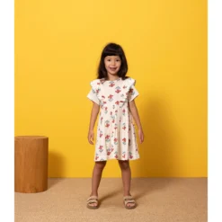 PETIT BATEAU Robe Manches Courtes Et Volants, Imprimé Fleurs