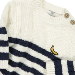 Pull Col Rond Rayé Coton Bio -Mode Décontractée 087a0c2670b125846b860c21972a5f09