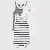 PETIT BATEAU Lot De 3 Bodies Sans Manches à Rayures