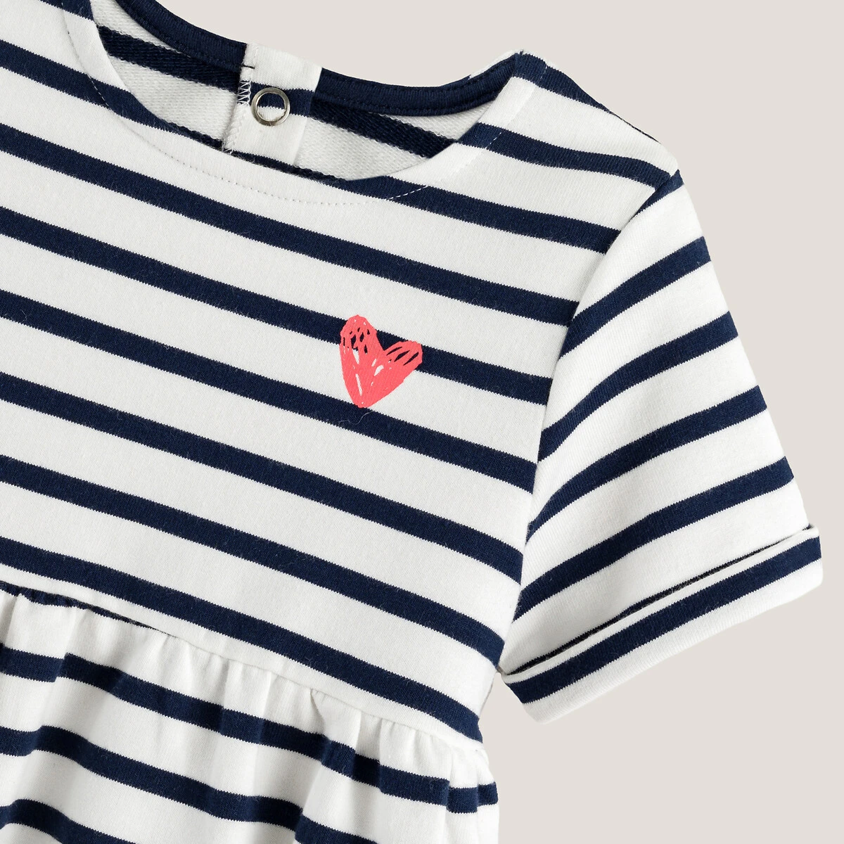 Robe Rayée Manches Courtes, Molleton En Coton Bio 5 Robe Rayée Manches Courtes, Molleton En Coton Bio – Image 5