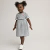 Robe Rayée Manches Courtes, Molleton En Coton Bio