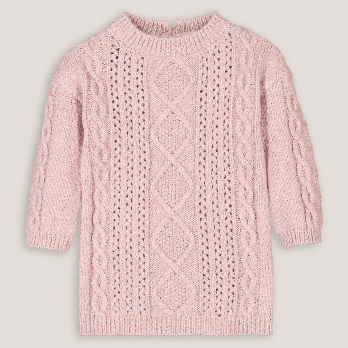 Robe-pull Droite Manches Longues, Maille Torsadée 3 Robe-pull Droite Manches Longues, Maille Torsadée – Image 3