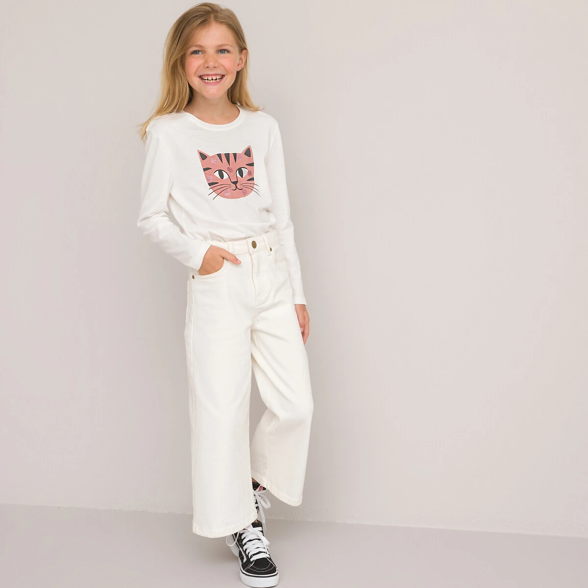 T-shirt Manches Longues, Motif Tête De Chat 2 T-shirt Manches Longues, Motif Tête De Chat – Image 2