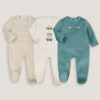 Lot De 3 Pyjamas 1 Pièce En Velours