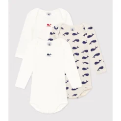 PETIT BATEAU Lot De 3 Bodies Manches Longues En Coton