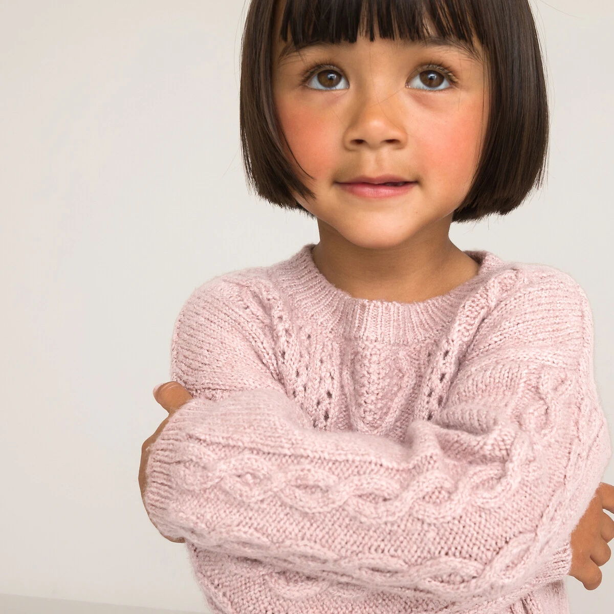 Robe-pull Droite Manches Longues, Maille Torsadée 2 Robe-pull Droite Manches Longues, Maille Torsadée – Image 2