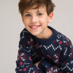 Pull Col Rond En Grosse Maille Jacquard