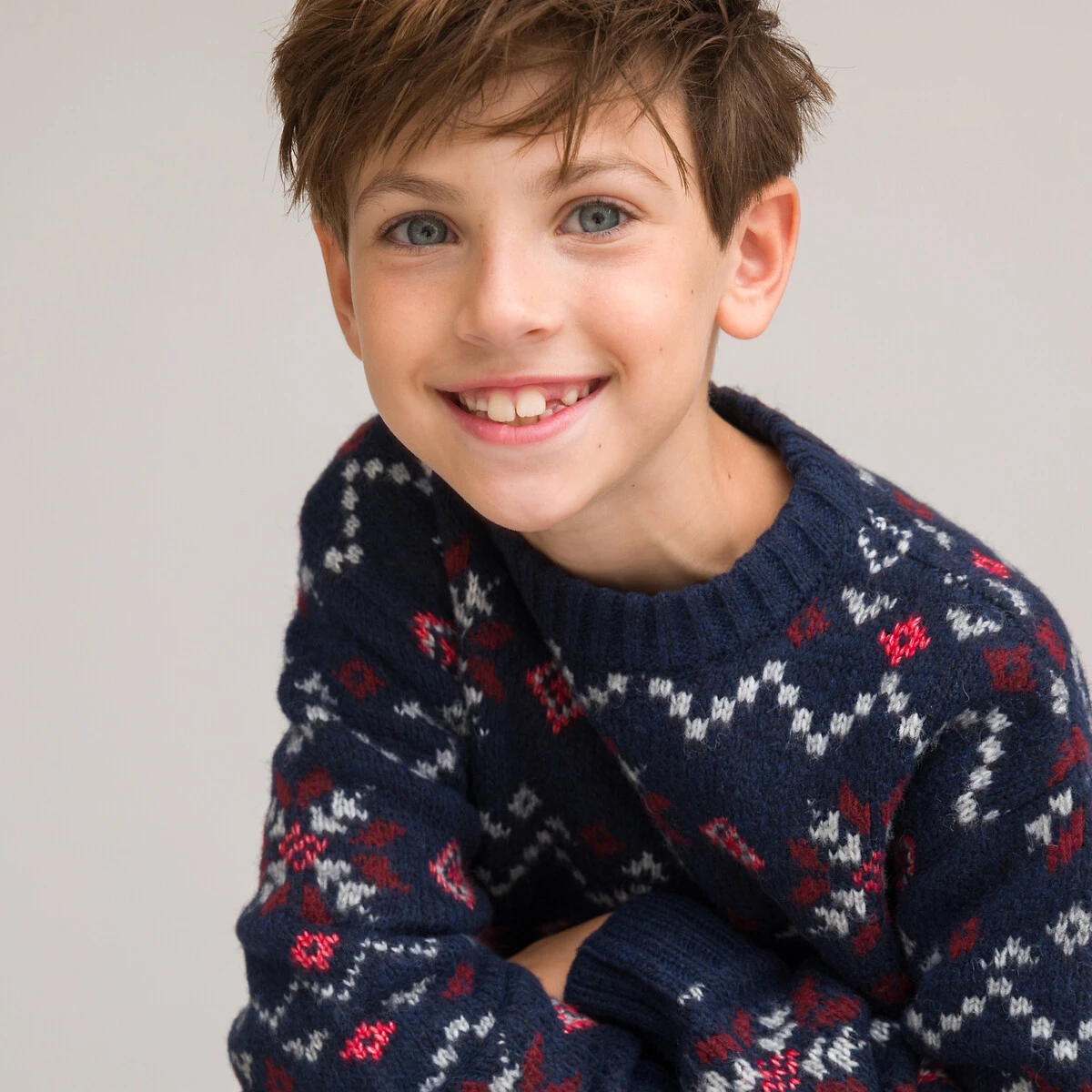 Pull Col Rond En Grosse Maille Jacquard 1 Pull Col Rond En Grosse Maille Jacquard