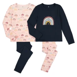 Lot De 2 Pyjamas En Coton Imprimés Arc-en-ciel