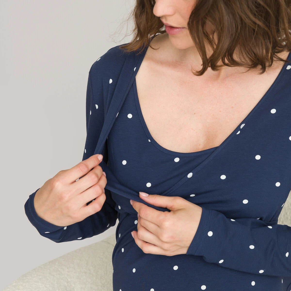 Chemise De Nuit De Grossesse, Imprimé Pois 3 Chemise De Nuit De Grossesse, Imprimé Pois – Image 3