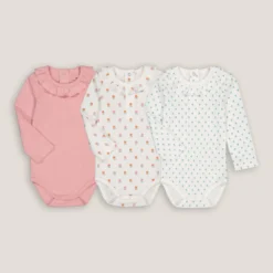 Lot De 3 Bodies Manches Longues à Col Volanté