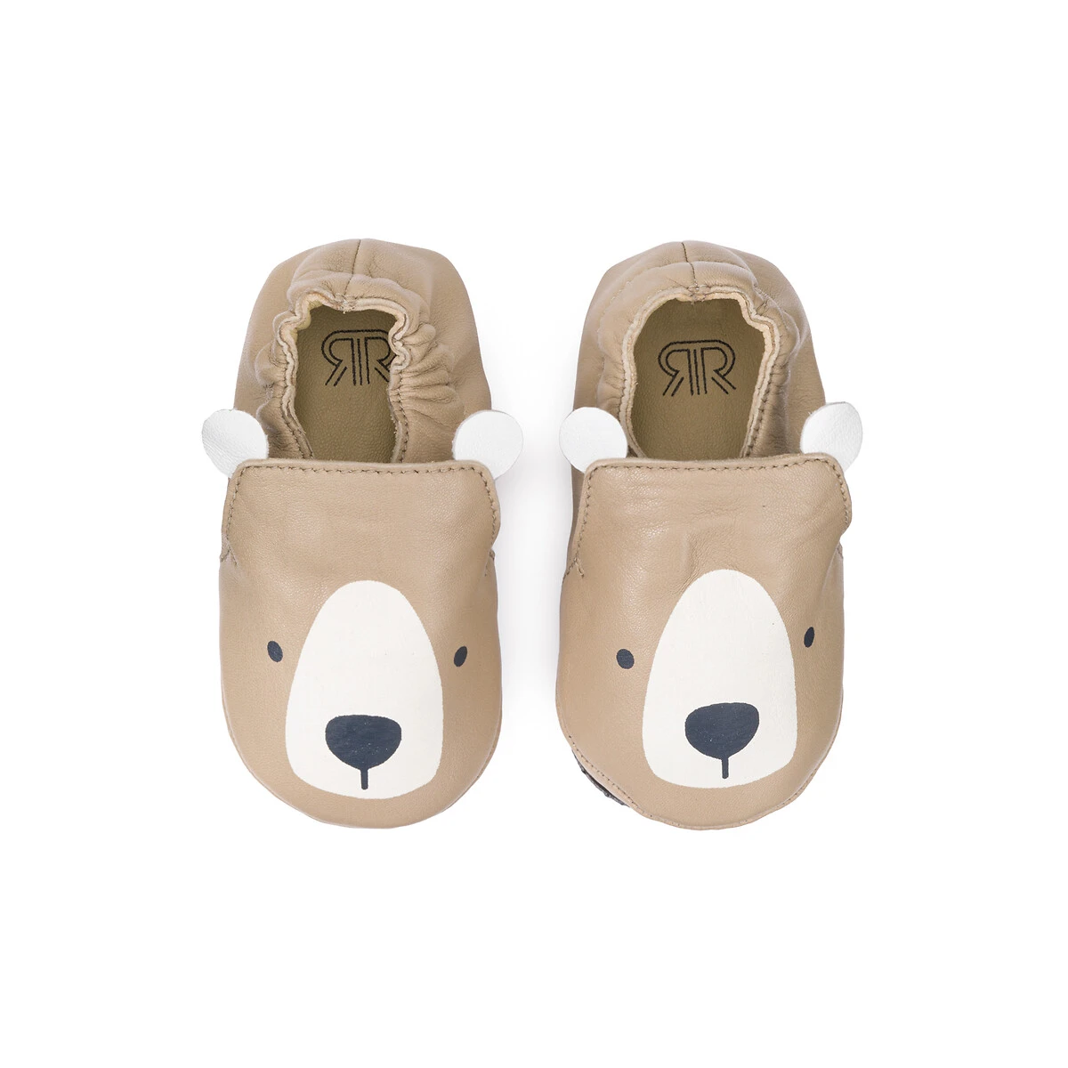 Chaussons Cuir, Imprimé Ours 1 Chaussons Cuir, Imprimé Ours