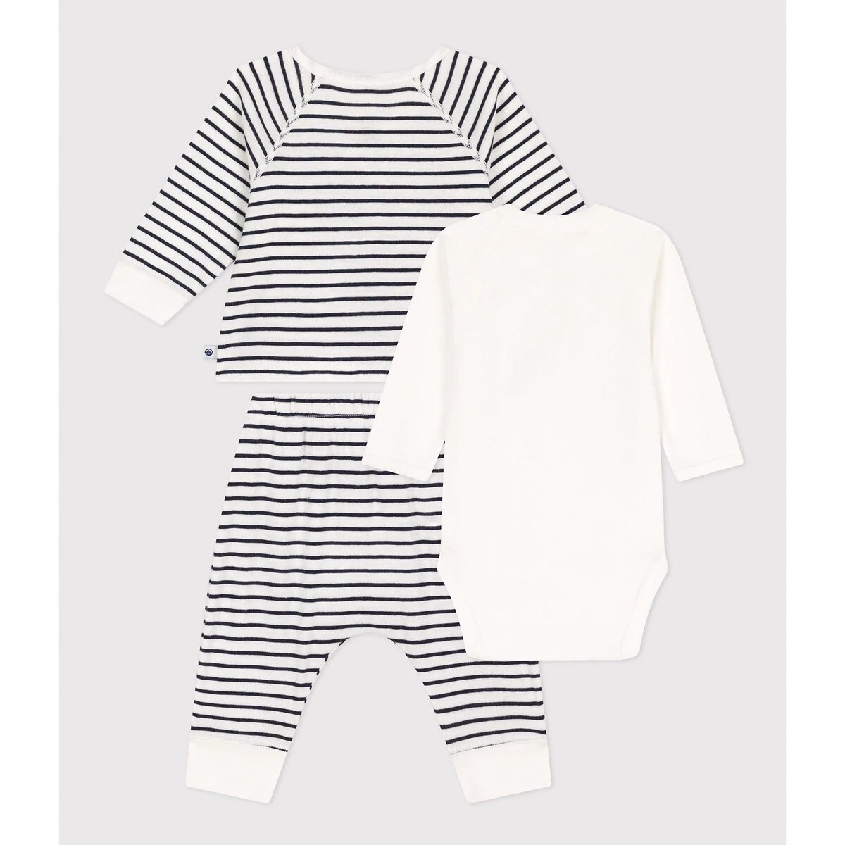 PETIT BATEAU Ensemble 3 Pièces Rayé En Coton 3 PETIT BATEAU Ensemble 3 Pièces Rayé En Coton – Image 3