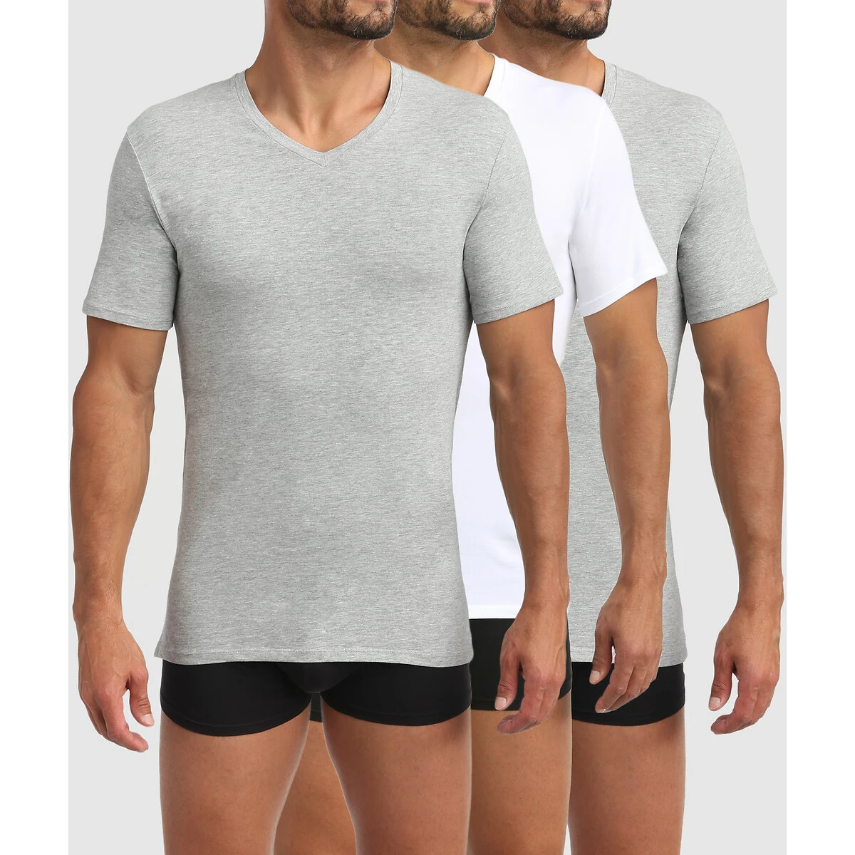 DIM Lot De 3 T-shirts Col V Coton Bio 2 DIM Lot De 3 T-shirts Col V Coton Bio – Image 2