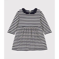 PETIT BATEAU Robe Manches Longues En Tubique Rayé