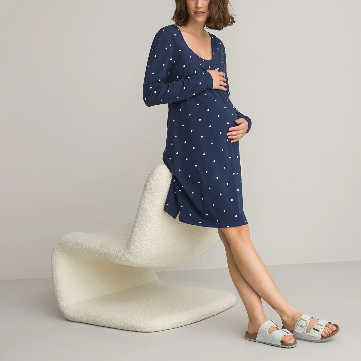 Chemise De Nuit De Grossesse, Imprimé Pois 2 Chemise De Nuit De Grossesse, Imprimé Pois – Image 2