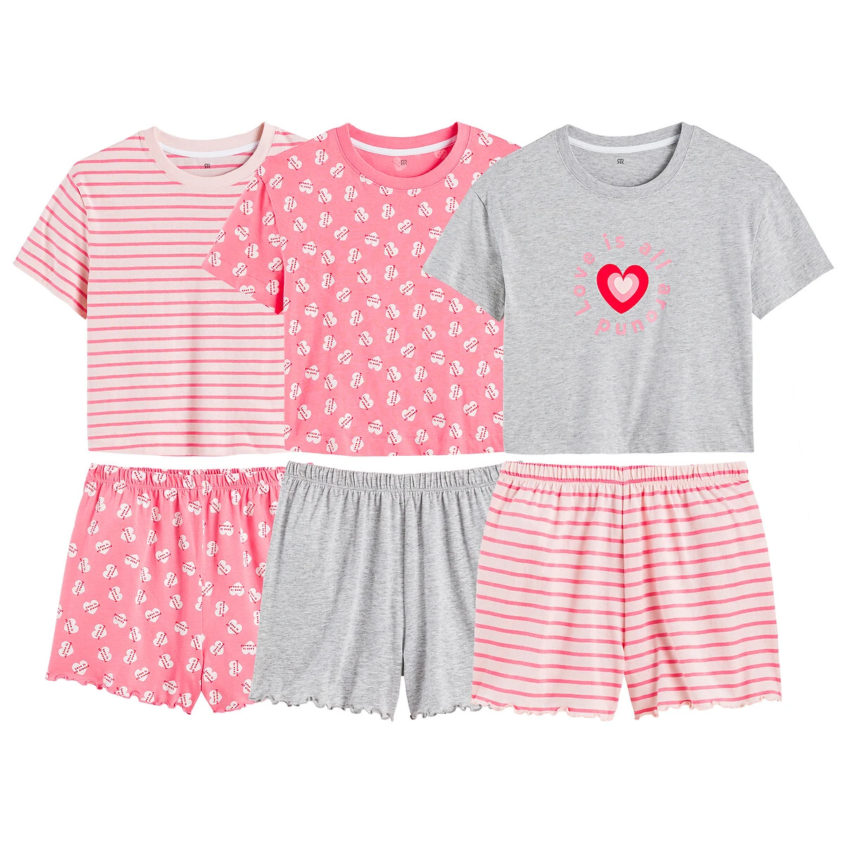 Lot De 3 Pyjashorts En Coton Imprimés Coeurs 1 Lot De 3 Pyjashorts En Coton Imprimés Coeurs