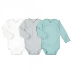 Lot De 3 Bodies Naissance Unis Coton Bio
