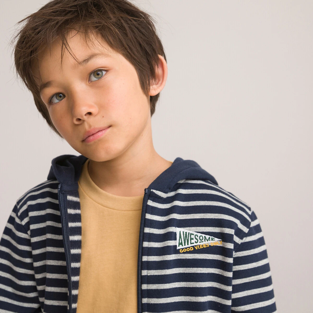 Sweat Zippé à Capuche Rayé En Molleton 1 Sweat Zippé à Capuche Rayé En Molleton