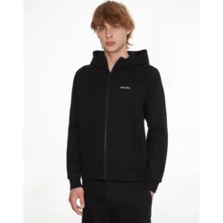 Calvin Klein Sweat Zippé à Capuche Logo Poitrine