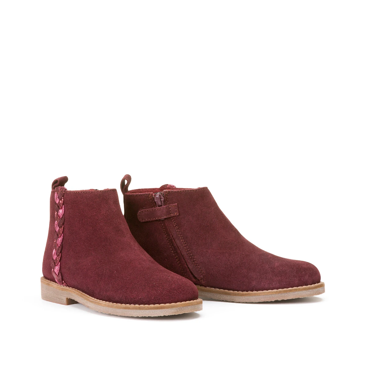 Bottines Cuir Zippées, Détail Tressé 2 Bottines Cuir Zippées, Détail Tressé – Image 2