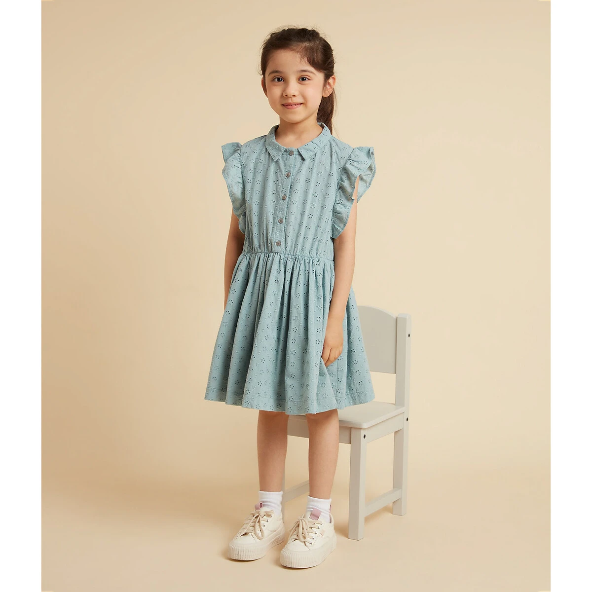 PETIT BATEAU Robe En Broderie Anglaise Avec Volants 1 PETIT BATEAU Robe En Broderie Anglaise Avec Volants