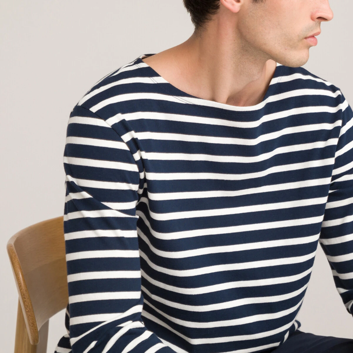 T-shirt Col Rond Manches Longues Rayé En Coton Bio 3 T-shirt Col Rond Manches Longues Rayé En Coton Bio – Image 3