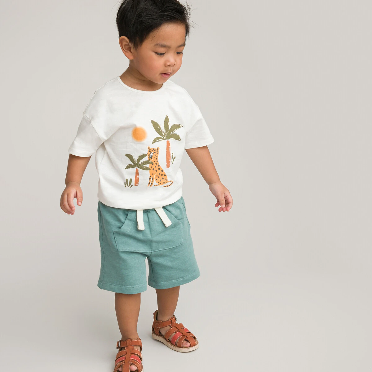 T-shirt Col Rond, Imprimé Léopard Devant 2 T-shirt Col Rond, Imprimé Léopard Devant – Image 2