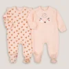Lot De 2 Pyjamas 1 Pièce Imprimés En Velours