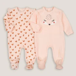 Lot De 2 Pyjamas 1 Pièce Imprimés En Velours