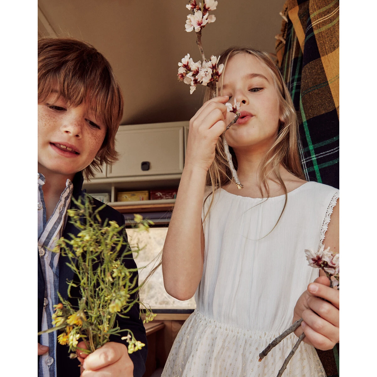 Chemise Col Mao Rayée, Lin Mélangé 3-12 Ans 6 Chemise Col Mao Rayée, Lin Mélangé 3-12 Ans – Image 6