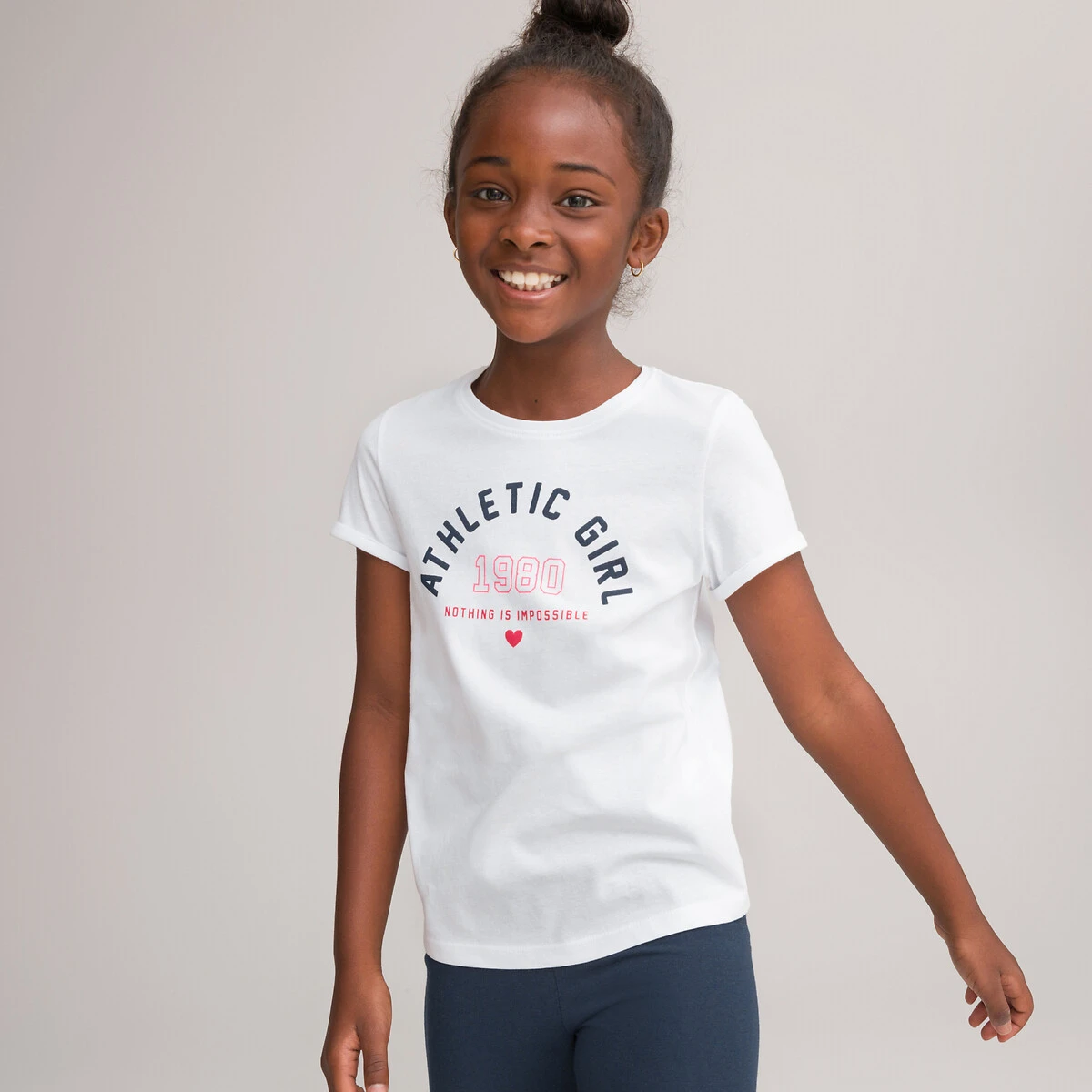 T-shirt Col Rond à Message Athletic Girl 1 T-shirt Col Rond à Message Athletic Girl