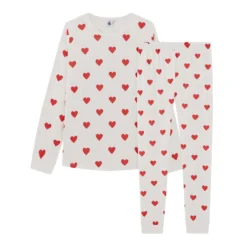 PETIT BATEAU Pyjama 2 Pièces Manches Longues Imprimé Cœurs