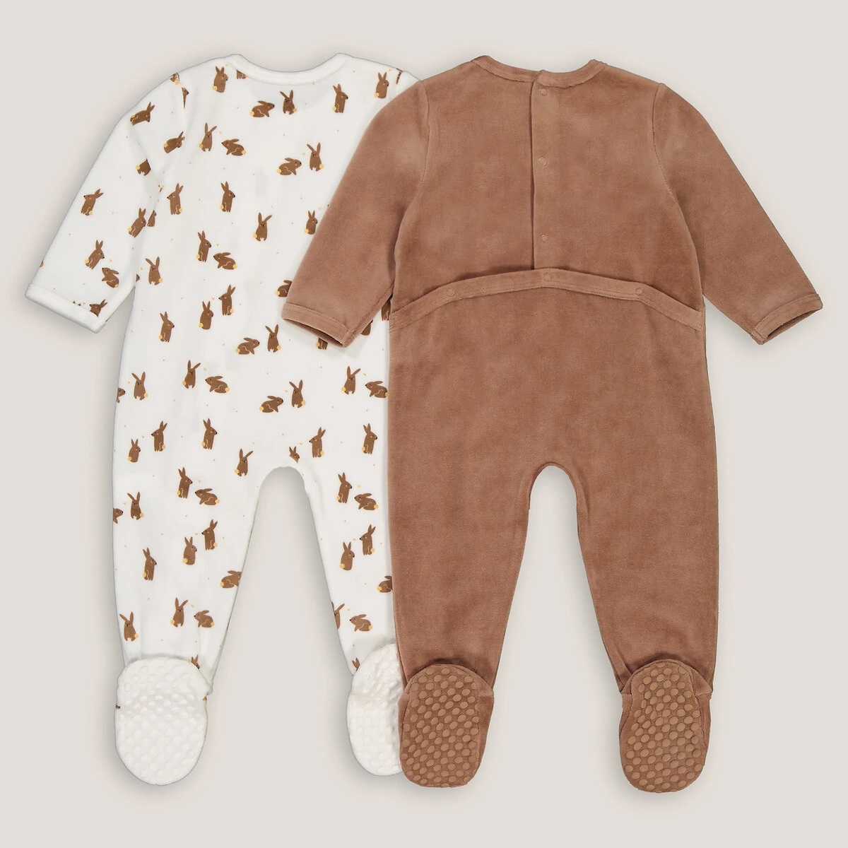 Lot De 2 Pyjamas 1 Pièce En Velours, Motif Lapins 2 Lot De 2 Pyjamas 1 Pièce En Velours, Motif Lapins – Image 2