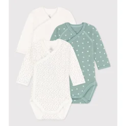 PETIT BATEAU Lot De 3 Bodies Croisés Manches Longues
