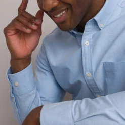 Chemise Oxford Droite, Col Américain