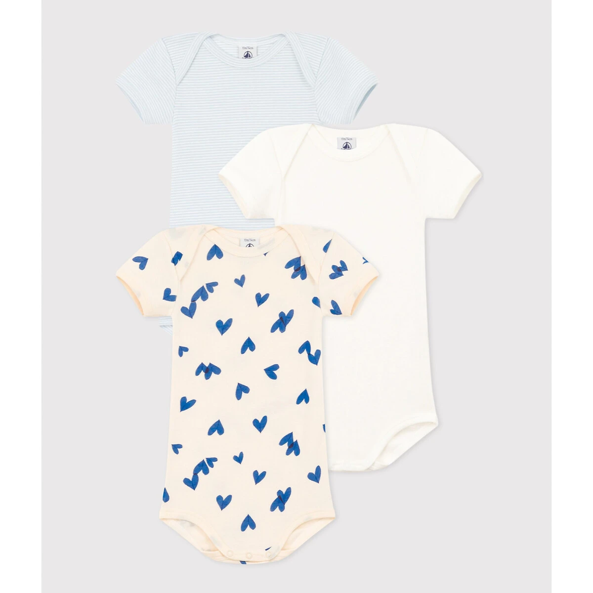 PETIT BATEAU Lot De 3 Bodies Manches Courtes En Coton 1 PETIT BATEAU Lot De 3 Bodies Manches Courtes En Coton