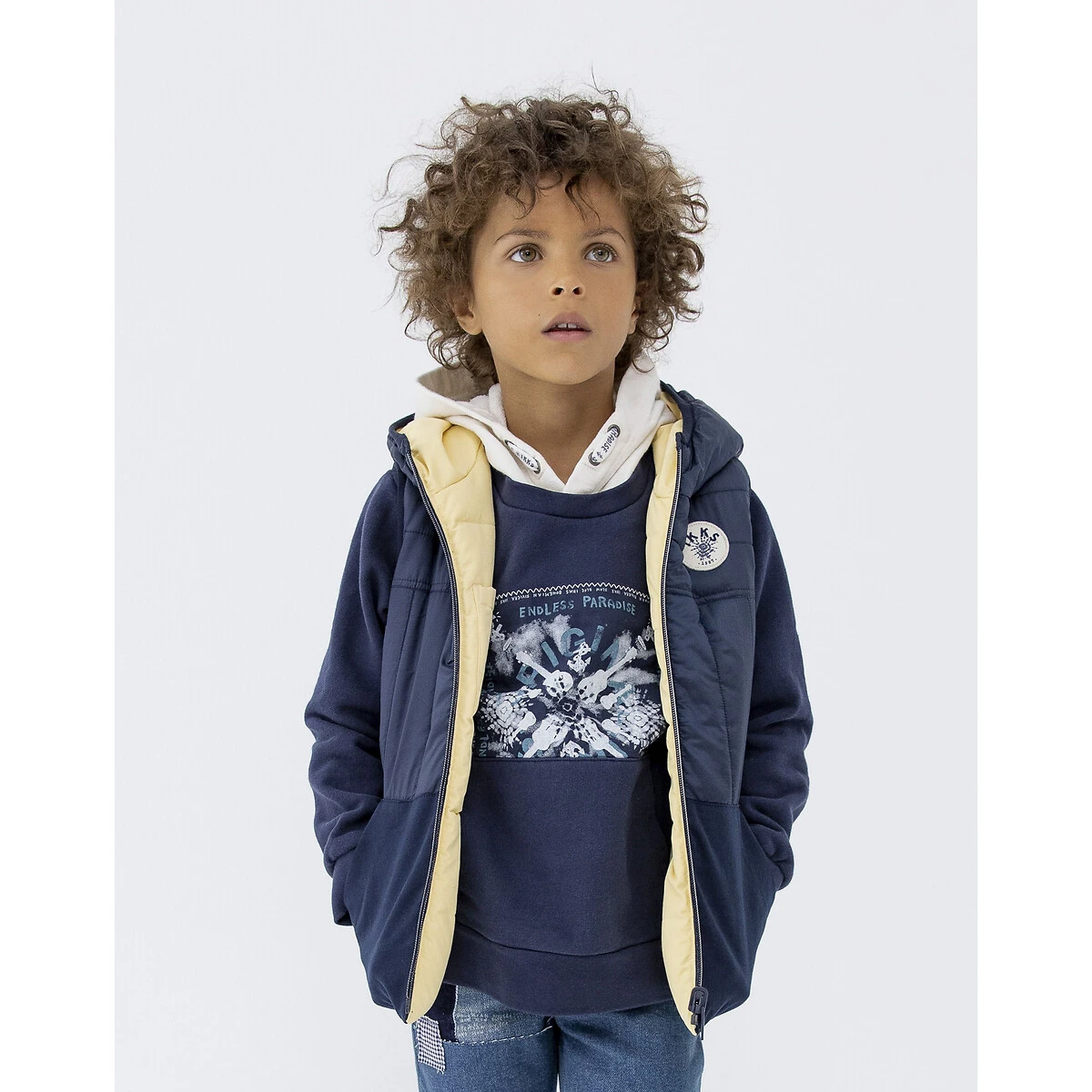 Doudoune à Capuche Sans Manches Réversible 1 Doudoune à Capuche Sans Manches Réversible