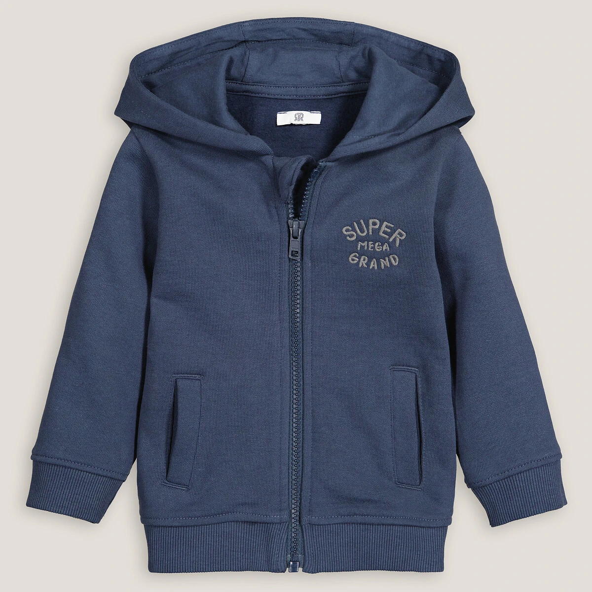 Sweat Zippé à Capuche, Message Brodé Devant 3 Sweat Zippé à Capuche, Message Brodé Devant – Image 3