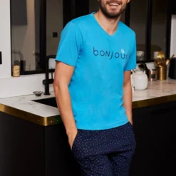 DODO Pyjashort T-shirt Col V Bonjour 5 DODO Pyjashort T-shirt Col V Bonjour -Mode Décontractée 80b288f1e88171438853fce01433b575