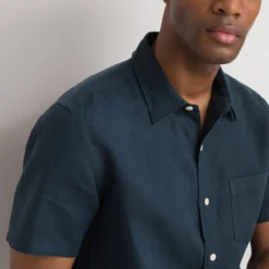 Chemise Droite Manches Courtes En Lin -Mode Décontractée 816393f752c4ab7fc05185a2032cdca8
