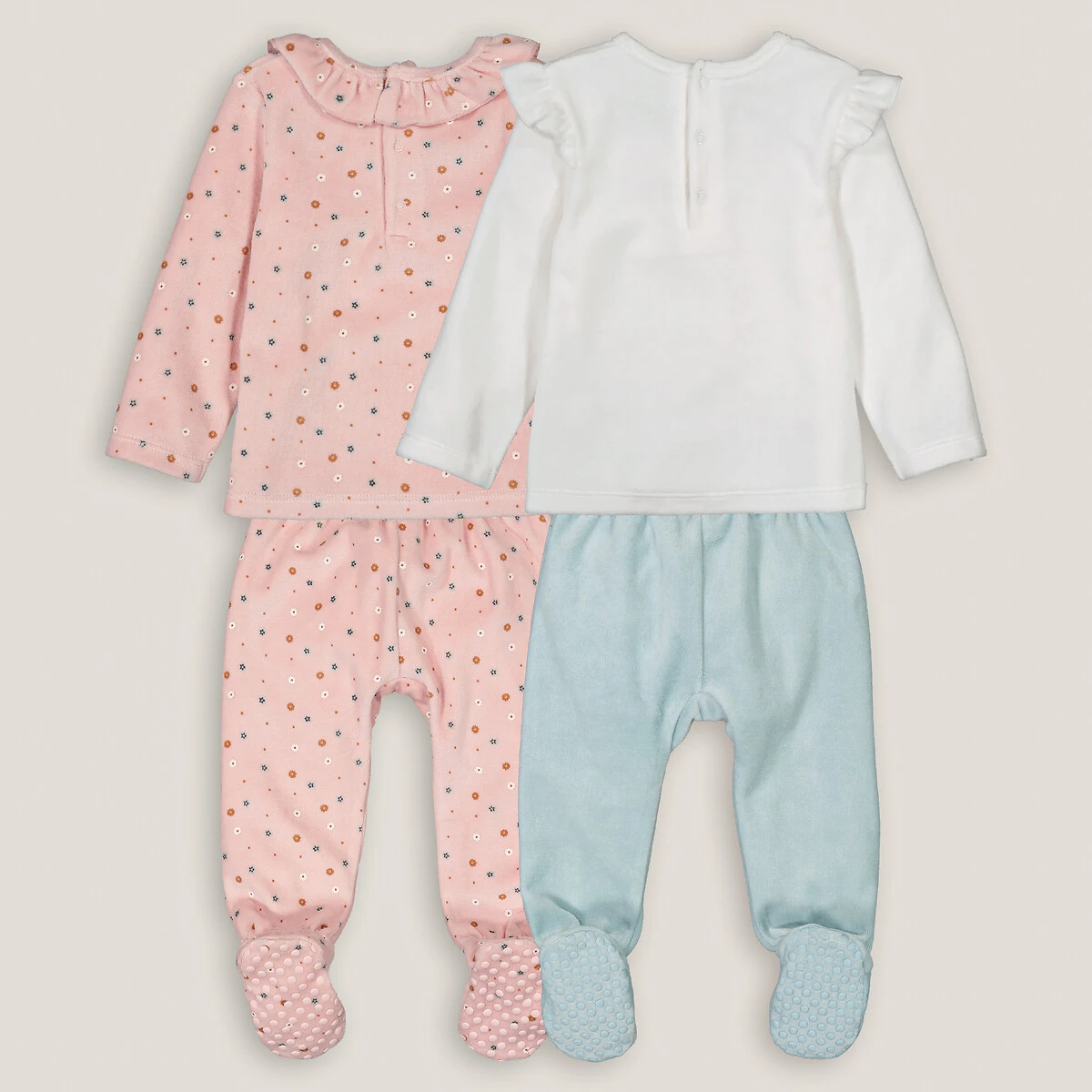 Lot De 2 Pyjamas 2 Pièces Velours, Motifs Fleuris 2 Lot De 2 Pyjamas 2 Pièces Velours, Motifs Fleuris – Image 2
