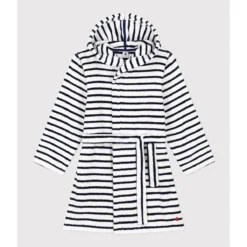 PETIT BATEAU Peignoir à Capuche Rayé En éponge