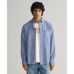 Gant Chemise Droite En Popeline Rayée