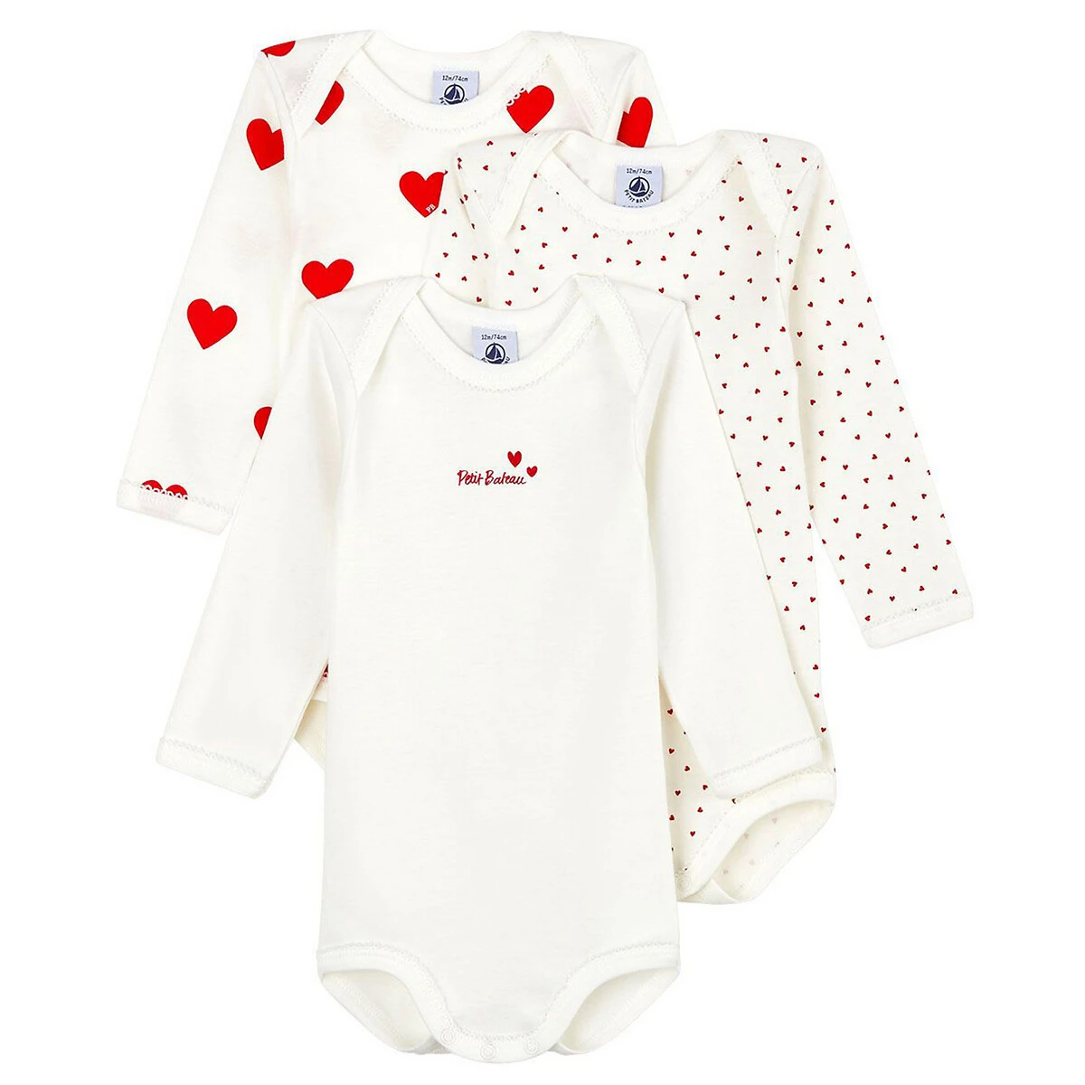 PETIT BATEAU Lot De 3 Bodies Manches Longue 1 PETIT BATEAU Lot De 3 Bodies Manches Longue