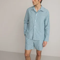 Pyjashort Imprimé Rayé Manches Longues