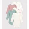 PETIT BATEAU Lot De 5 Bodies Manches Longues En Coton