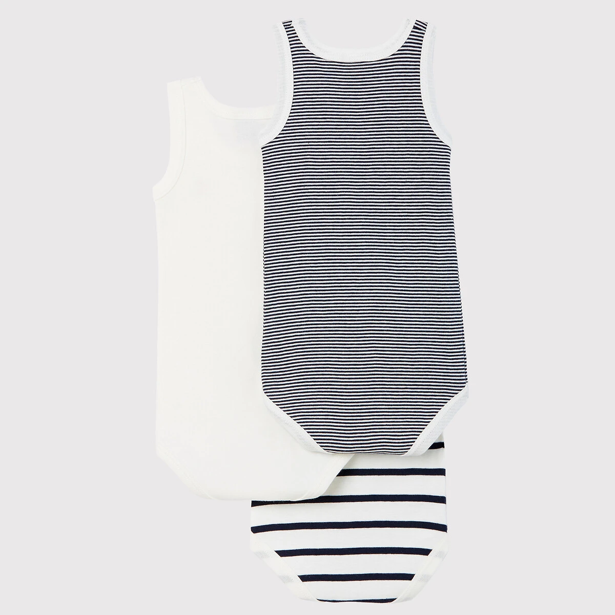 PETIT BATEAU Lot De 3 Bodies Sans Manches à Rayures 2 PETIT BATEAU Lot De 3 Bodies Sans Manches à Rayures – Image 2