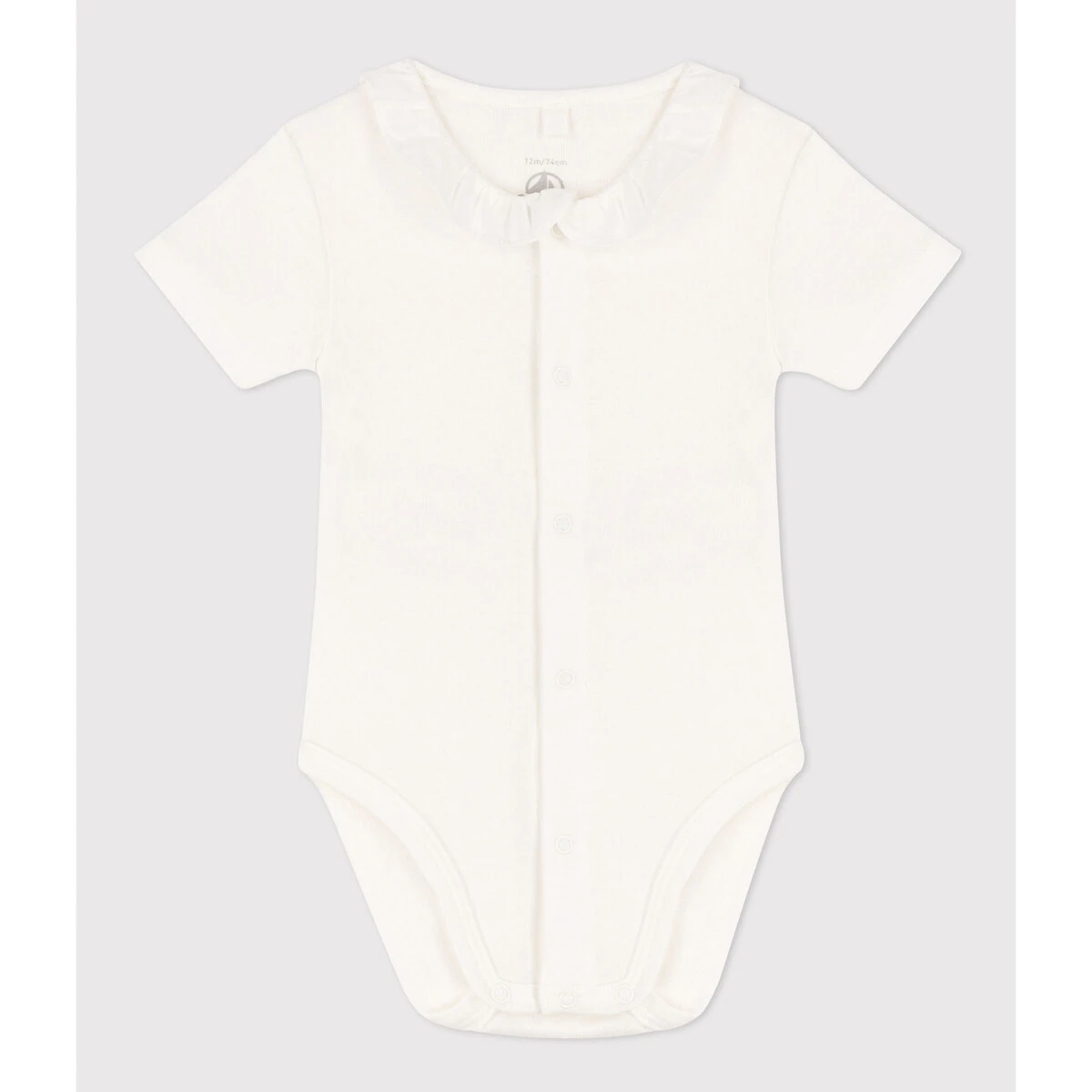 PETIT BATEAU Body Manches Courtes, Col Volanté 1 PETIT BATEAU Body Manches Courtes, Col Volanté